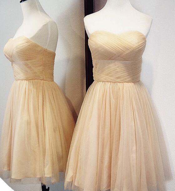Champagne Tulle Short Homecoming Dresses Kelly Tulle Party Dresses CD4807