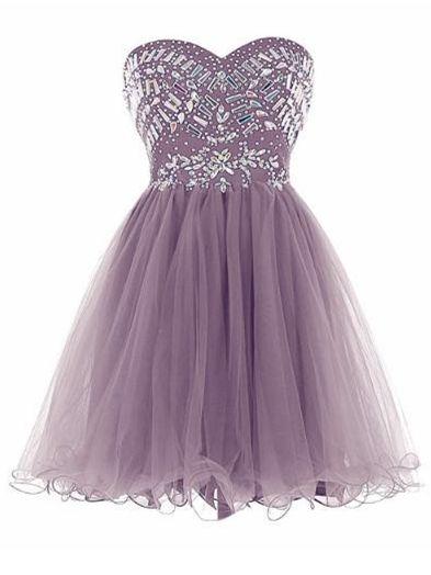Homecoming Dresses Shiloh New Arrival Grey Tulle With Crystal CD5667