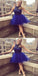 Short Beading With Halter Neckline Homecoming Dresses Royal Blue Patti Affordable CD597