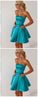 Finley Satin Homecoming Dresses A-Line Strapless Blue With Pockets CD659