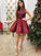 A-Line Burgundy Sequins Kianna Homecoming Dresses Satin With Sash CD663