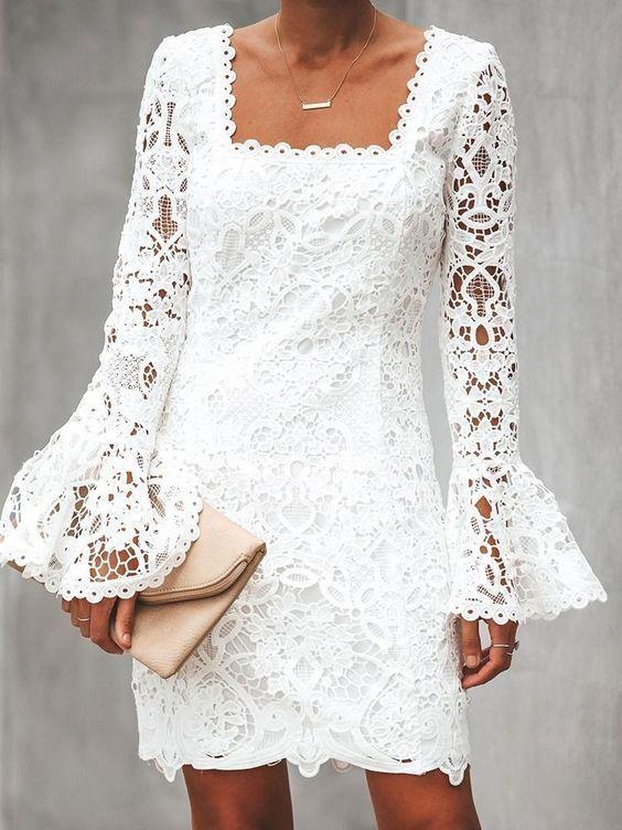 Long Sleeve Above Lace Avah Homecoming Dresses Knee Sweet CD6960