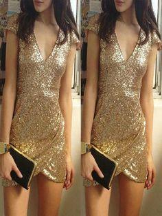 Sexy V Willa Homecoming Dresses Neck Sequined Irregular Bodycon CD7055