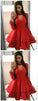 A-Line Long Sleeve Red With Homecoming Dresses Abbey Ruffles CD768