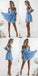 A-Line Spaghetti Homecoming Dresses Jaida Lace Straps Short Sky Blue Formal CD81