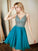 Blue Spaghetti Mina Homecoming Dresses Chiffon Straps CD8169