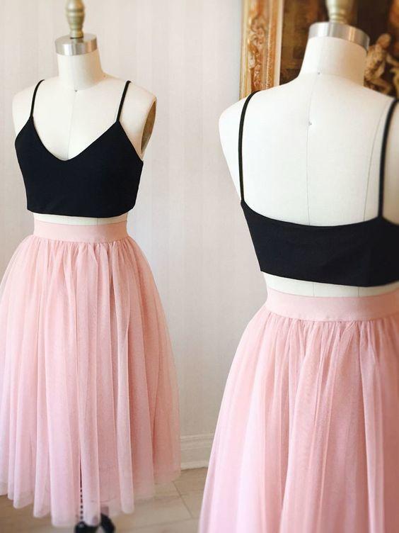 Cute Knee Length Tulle Skirt Suzanne Homecoming Dresses Pink CD8683