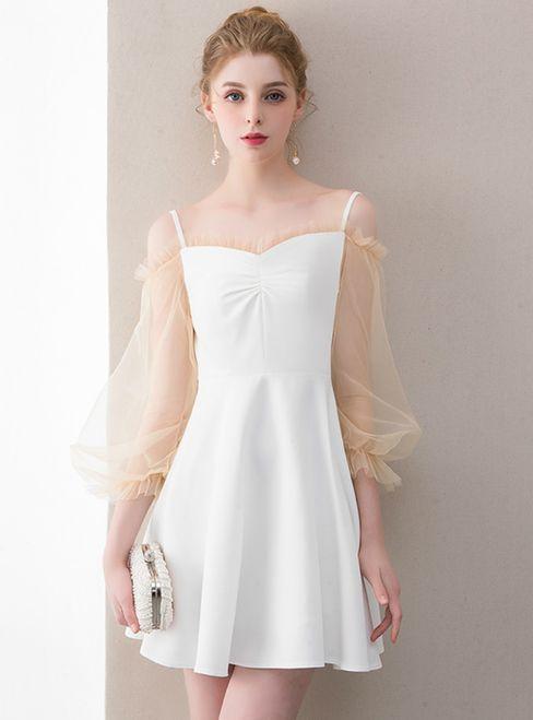 White Long Sleeve Homecoming Dresses Adriana CD8864