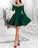 Short Satin Homecoming Dresses Litzy Ruffles With Velvet Sleeves CD94