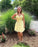 Sexy Yellow Short Lace Elliana Homecoming Dresses CD9586