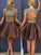 A-Line/Princess Cora Sleeveless Scoop Beading Short/Mini Homecoming Dresses Organza Two Piece Dresses